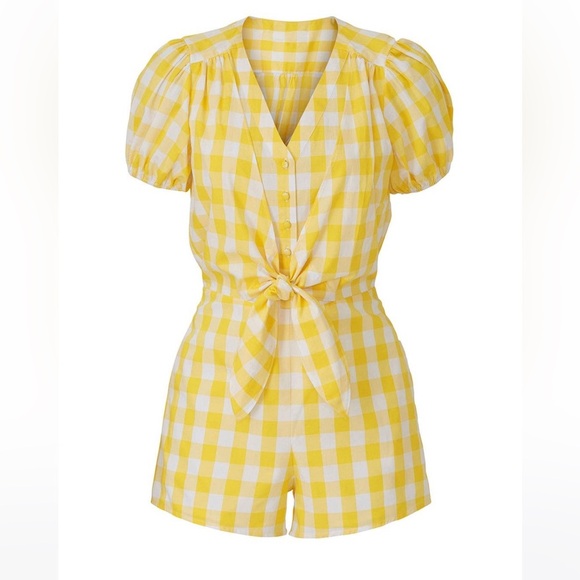 Color Me Courtney Keiko Romper Yellow Gingham - Picture 2 of 5
